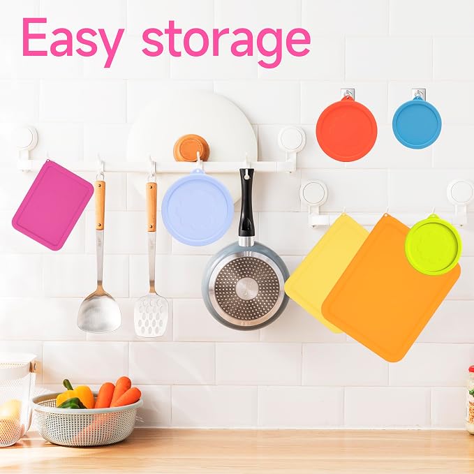 LUVCOSY 3 Cup Rectangle Silicone Storage Cover Lids Replacement for Pyrex 7210-PC Glass Bowls, (Container not Included) 2 Pack, Microwave, Dishwasher and Freezer Safe (Rose Red)