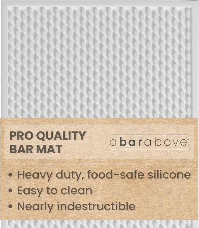 A Bar Above Bar Mat for Countertop, Food Safe Silicone, 12 x 18 Inch | Commercial Strength Bartender Accessory, Dish Drying Pad, Kitchen Counter, Barista Workstation Surface, Spill Proof, Top Find