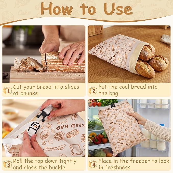 2 Pack Beeswax Bread Bags for Sourdough, Reusable Organic Linen Beeswax Bread Bag for Homemade Sourdough 17 x 13 Inches Food Storage Cloth Bag BPA-Free, Ideal for Sourdough & Artisan Breads
