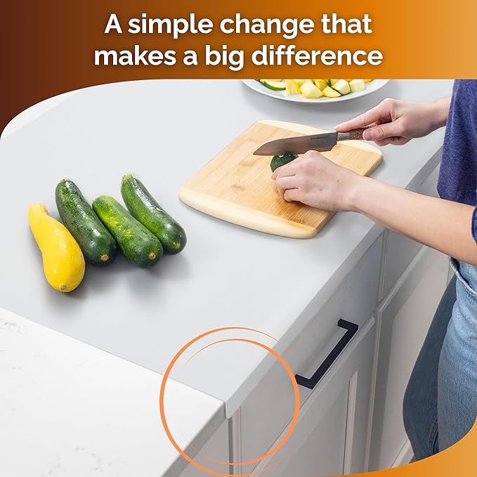 Silicone Mat for Kitchen Counter with "Edge Protection" – Quartz Countertop Protector Mats – Silicone Heat Resistant Mat – No Folds or Wrinkles – 1.5mm Thick, 24"x16", Translucent