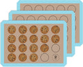 Macaron Baking Mat Silicone Non Stick, 3/4 Sheet Reusable Pack of 3 Blue | Non-Stick Macaron Mat for Easy Baking, Heat Resistant & Dishwasher Safe, Reusable & Eco-Friendly, For Cookies & More, 13x19”