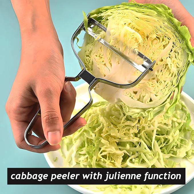 Larger Wide Mouth Kitchen Vegetable Peelers cabbage peeler (Serrated Y- Peeler) (Silver)
