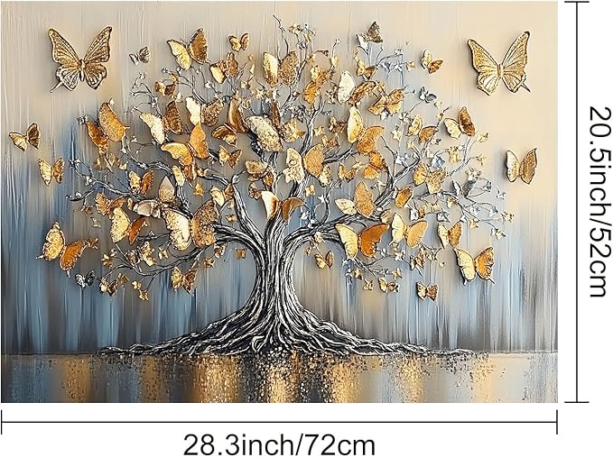 HOMETITUTE Golden Butterfly Tree Stove Top Cover 28x20 Metallic Diatomite Mat