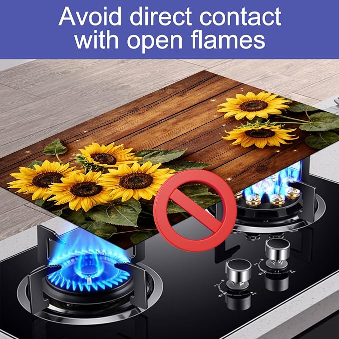 HOMETITUTE Spring Stove Top Cover 28x20 Sunflower Inspirational Heat Resistant
