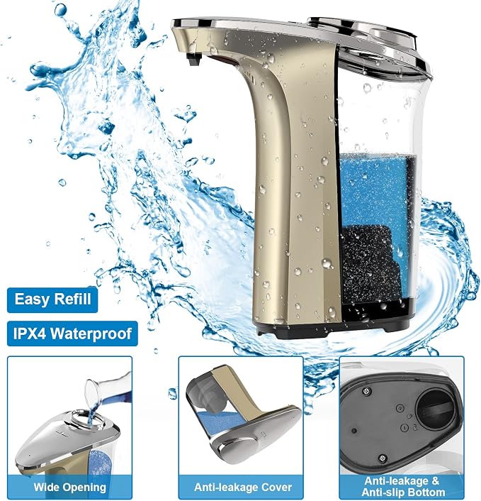 Automatic Soap Dispenser, 17oz Touchless Liquid Dish Soap Dispenser Kitchen | 17OZ Large Capacity, Infrared Sensor, 5 Adjustable Soap Levels, Hand Dispenser for Bathroom Kitchen Sink, Battery Operated