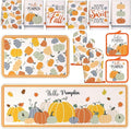 Fanfanwin 12 Pcs Fall Kitchen Decor and Accessories Set 6 Kitchen Towels 2 Pot Holders and Oven Mitts 2 Rugs Thanksgiving Towels for Baking Cooking BBQ Autumn Housewarming Gifts