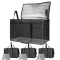 Bodaon 4-Pack Cooler Insulated Food Delivery Bag, Rideshare Delivery Bag, XXX-Large Thermal Bags for Catering/Hot Pizza, Travel/Camping/Picnic/Grocery Reusable Warmer Frozen, Black With Bottom