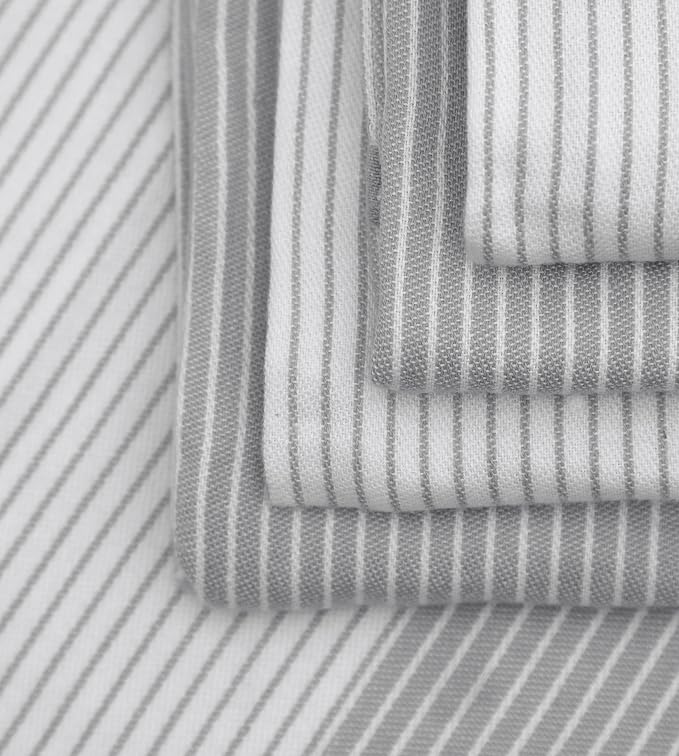Premium Kitchen Towels 6 Pack 100% Cotton, 20"x28" - Grey | 238GSM Yarn Dyed Flat Woven Stripe Dish Towel for kitchen | Kitchen hand towels with Hanging Loop | Absorbent Linen set