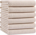 Homaxy 100% Cotton Oversized Waffle Weave Kitchen Towels 6-Pack, Beige | 20 x 28 Inches, Ultra Soft Absorbent Dish Towels, Quick Drying Large Cleaning Towels