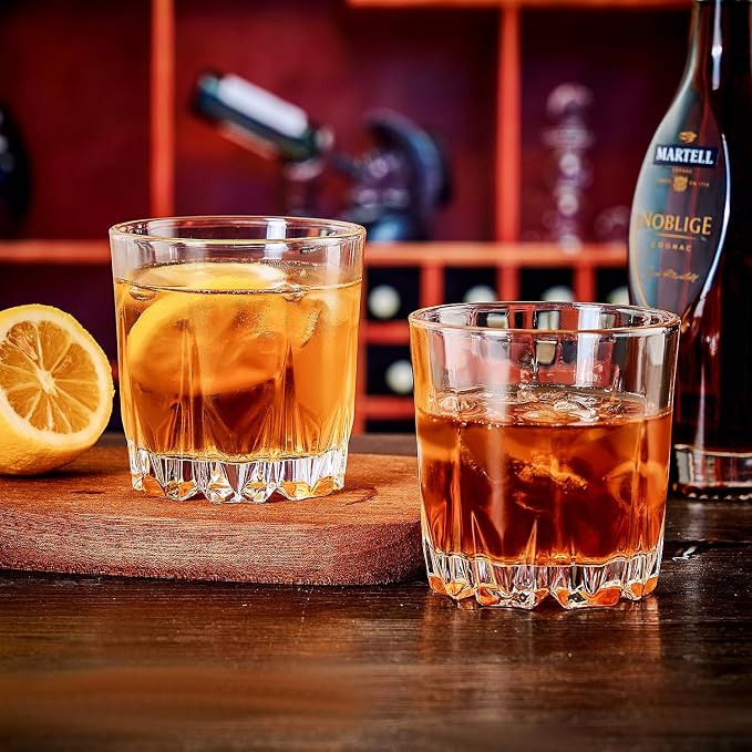 GLASKEY Whiskey Glasses Set of 4,Lead-Free Crystal Old Fashioned Glass,Scotch Glass Tumblers for Drinking Bourbon,Cognac,Irish Whisky,Whisky Glass Gift Set for Men,Dad,Brother-10oz