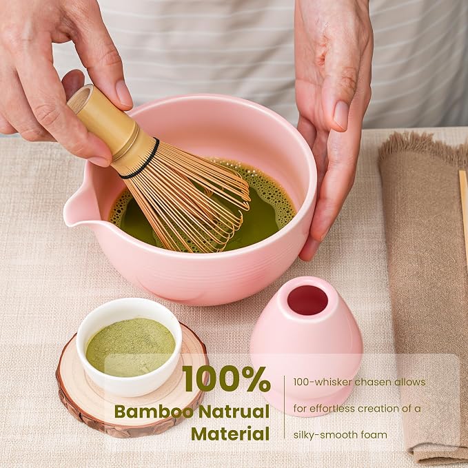 Matcha Whisk Set, Ceramic Bowl Matcha Kit & Handcrafted Bamboo Chasen, Complete 5 Pcs Matcha Set Whisk and Bowl, Stainless Steel Sifter, Bamboo Scoop & Holder for Matcha Lovers | Complete 5 Pcs Matcha Set Whisk and Bowl, Stainless Steel Sifter, Bamboo ...