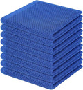 Homaxy 100% Cotton Waffle Weave Kitchen Dish Cloths 8-Pack, Blueberry | 12 x 12 Inches, Ultra Soft Absorbent Dish Towels, Quick Drying Dish Rags with Hanging Loop