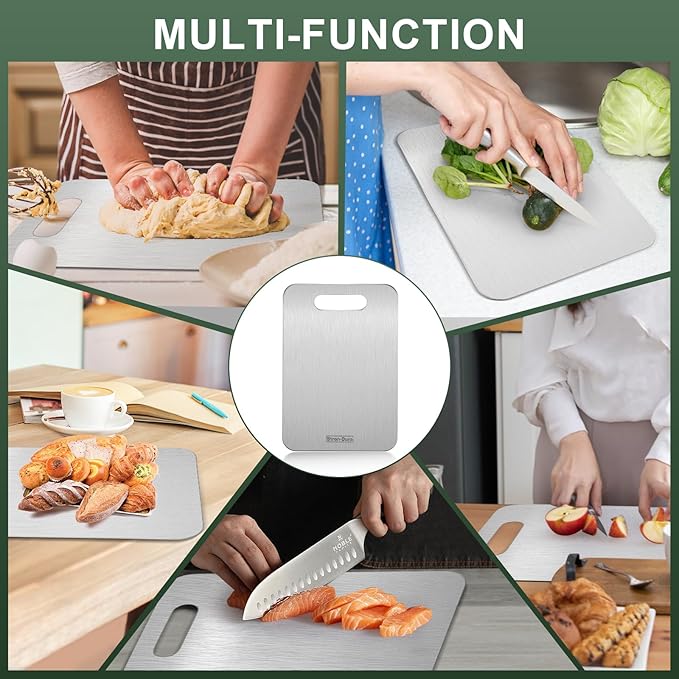 Cutting Board, Stainless Steel Cutting Board, Foodgrade Cutting Boards for Kitchen, Double Side Use, Odor free, Set of 3, 15",13",11",