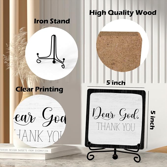 Modern Farmhouse Decor, Home Decor For Living Room, Boho Chic Aesthetic Shelf Decorations, Christian Dear God Sign, Farm House Entryway Tv Stand Fireplace Coffee Table Decoration (04)
