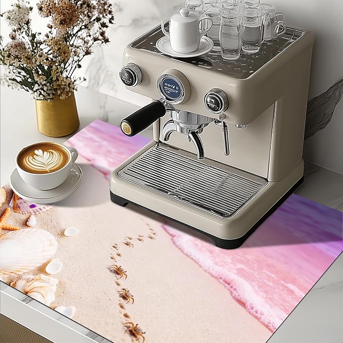HOMETITUTE Summer Stove Top Covers for Electric Stove 28x20 Inches Pink Beach Coastal Ar Heat Resistant Glass Cooktop Protector Pad Decorative Stovetop Cover for Kitchen Coffee Bar Decor