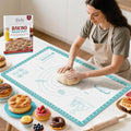 Silicone Baking Mat with 10 Useful Recipes, Non Stick Pastry Mat for Dough Rolling, Macaron Baking Sheet for Cookie, Pizza, Bread, Fondant Mat, Silicone Sheet for Dough Rolling out