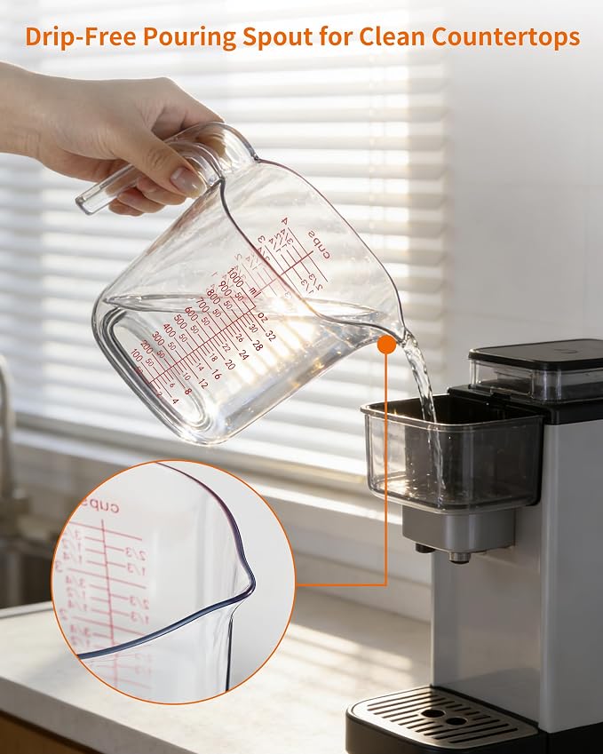 -BINGBING- Measuring Cups Set of 3, Plastic, Nesting Design, Pour Spout | 1L, 2 Cup, 1 Cup with Ml & Oz Markings, Non-Slip Base & Pour Spout for No Mess, Nesting Design for Kitchen, Baking & Cooking