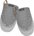 Cuisinart Mini Oven Mitts, 2-Pack 5.5"x8", Printed Silicone, 450F | Non-slip grip stripes, faux leather hang loop, cotton lining for comfort, ambidextrous for baking, cooking, and cast iron
