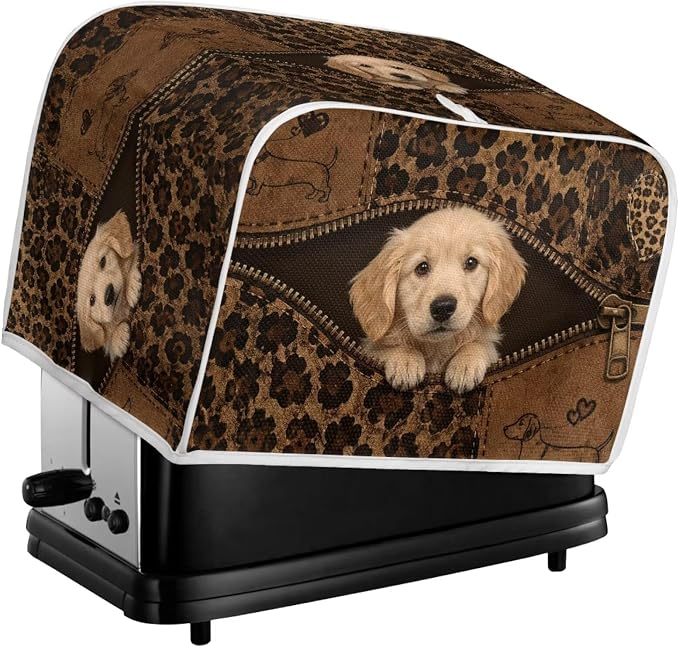 Golden Retriever Print 2 Slice Toaster Cover Anti Fingerprint Toaster Oven Dust Cover Leopard Print Small Kitchen Appliance Dust Covers, Kitchen Decorations