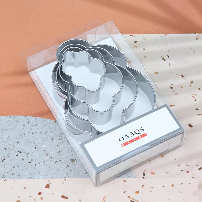 Cloud Cookie Cutter Set Large - 5 Inch, 4 Inch, 3 Inch, 2 Inch - 4 Pieces Cookie Cutters Shapes Sandwich Fondant Biscuit Clay Molds - Stainless Steel