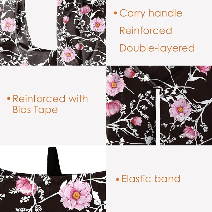 BeeGreen Floral Reusable Grocery Bags Bulk 6 Packs X-Large50LBS, Reusable Shopping Bags Foldable for Groceries, Vegetables, Fruits Bulk Tote Bags Washable For Women Men