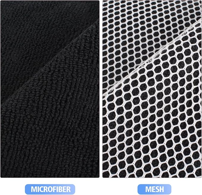 Dish Cloths for Washing Dishes with Scrub Side, Microfiber Dish Rags | Dual-sided microfiber dish cloths with scrubber for stuck-on food, quick dry kitchen washcloths 18 Pack, 7" x 7 Inch Black