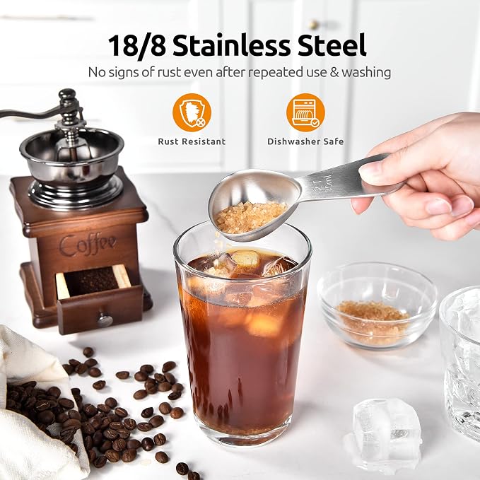 U-Taste 18/8 Stainless Steel Coffee Scoop: 2 Tbsp Scoop Measure Spoon, 2Pcs | Stainless Steel Tablespoon Measuring Spoon, Tablespoon Coffee Spoons, Short Handle Tbsp Scooper for Ground Coffee Bean Powder
