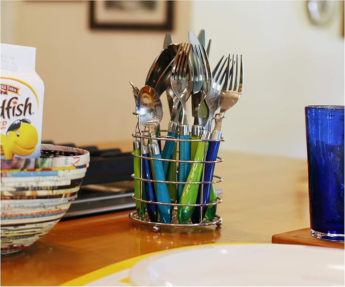 Gypsy Color Sea Green & Blue Mix & Match Stainless Steel Flatware Collection, Set of 16