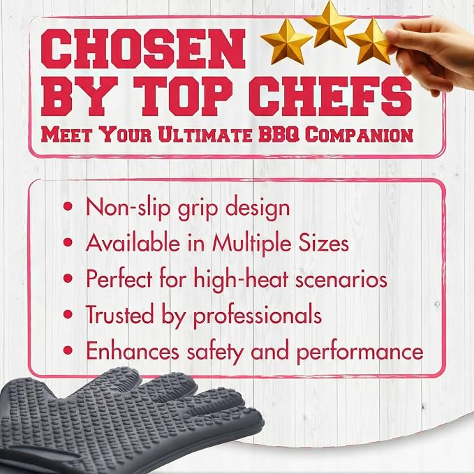 KITCHEN PERFECTION S Silicone Smoker BBQ Gloves - Heat Resistant Oven Mitts | Made For Women, Waterproof, 5-Finger Design For A Better Grip, For Meat Smoking, Grilling, Cooking, Frying Turkey, Grill Gift