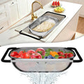 Over the Sink Colander, Expandable Strainers and Colanders with Fine Mesh, Colander for Kitchen with Rubber Grip for Draining Pasta, Vegetables and Fruits - Essential Kitchen Sink Strainer