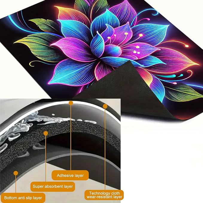 HOMETITUTE Neon Flower Stove Top Cover 28x20 Vibrant Diatomite Mat