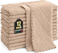 Homaxy 12 Pack Super Soft Absorbent Dish Cloths, 10" x 10", Tan | Coral Velvet, Nonstick Oil Fast Drying Microfiber Cleaning Cloth, No Lint Household Dishcloths