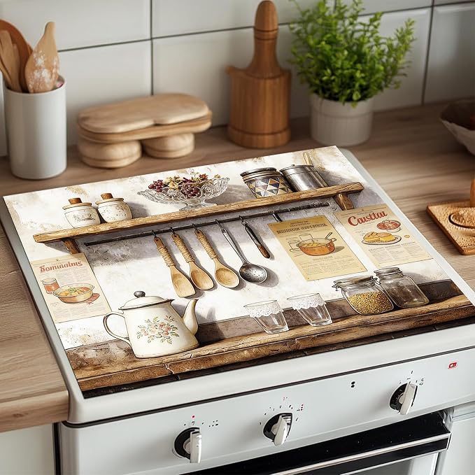 HOMETITUTE Spring Stove Top Cover 28x20 Kitchen Shelf Oil Painting Heat Resistant