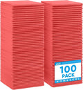 HOMEXCEL 100PK Microfiber Cleaning Cloth, Cleaning Rag for Home, 11.5x11.5 | Reusable, Lint Free, Scratch-Free and Highly Absorbent Towels for Kitchen, Bathroom, Toilet, Sink, Red