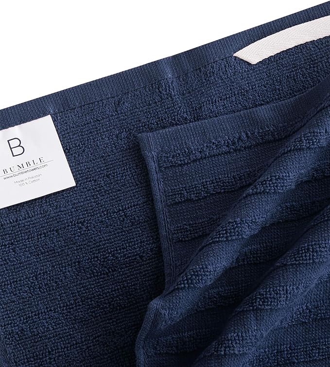 Premium Kitchen Towels 6 Pack 100% Cotton, 20"x28" Dish Towels - Navy Blue | Large Flat & Terry Kitchen Linen Set with Hanging Loops, Highly Absorbent for Washing and Drying Dishes