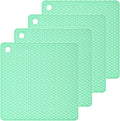 Silicone Trivets Mats Silicone Pot Mat for Countertop Trivet Pads Heat Resistant Table Placemats 4 Pack,Size:7.5x7.5 Inch, Shape: Square (Mint Green)