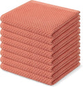 Homaxy 100% Cotton Waffle Weave Kitchen Dish Cloths 8-Pack, Coral | 12 x 12 Inches, Ultra Soft Absorbent Dish Towels, Quick Drying Dish Rags with Hanging Loop