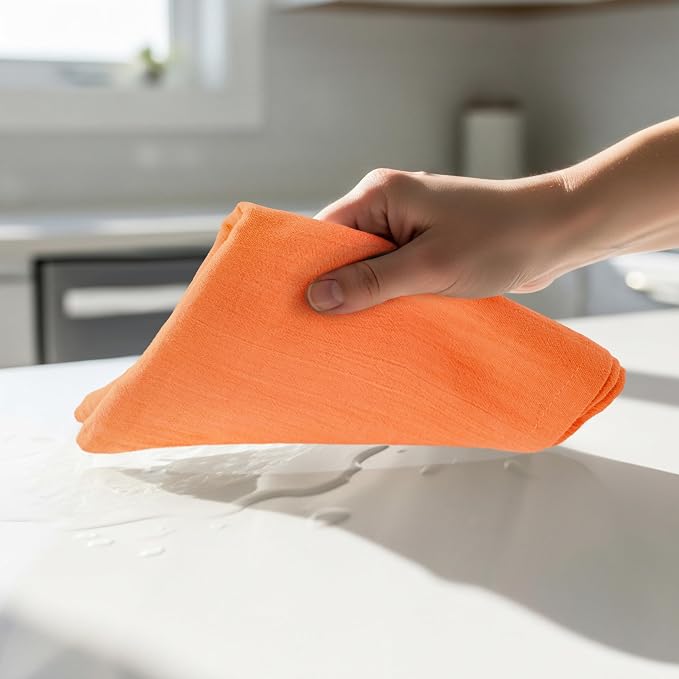 Utopia Kitchen Orange Flour Sack Towels [12 Pack - 28 x 28 in] 100% Cotton | Tea Towels for Cleaning & Drying - Highly Absorbent Kitchen Dish Cloth