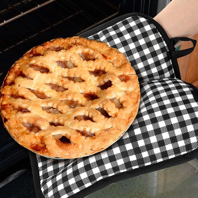 8 Pcs Sunflower Pot Holders with Pocket Buffalo Plaid Potholder Farmhouse Kitchen Heat Resistant Potholders Sunflower Hot Pad Oven Mitt Cookie Bag Oven Glove for Kitchen Decoration Baking Cooking Gift