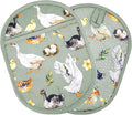 Pot Holders Set of 2 with Transparent Clear Silicone Shell and Nice Duck Flower Cotton Lining, Heat Resistant to 500 F Kitchen Oven Gloves Pot Holder for Cooking (Wathet Blue, Potholders)