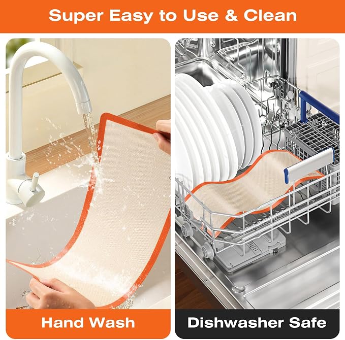 5 pcs Silicone Baking Mats For Harvest Right Freeze Dryer Medium Size Trays (Orange, M - Medium)