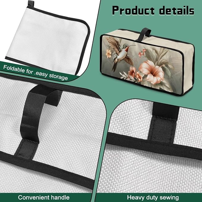 ZDCUSTOM 2 Slice Slim Toaster Cover Keep Kitchen Small Appliance Clean Dustproof Waterproof Long Slot Bread Maker Machine Dust Cover Vintage Flower Hummingbird