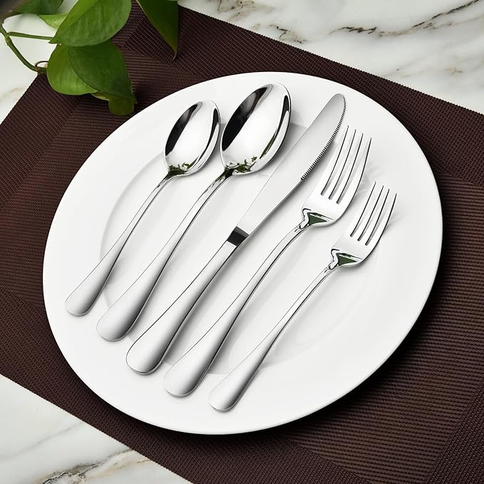 Silverware Set for 6,30 Piece Stainless Steel Flatware Utensils Cutlery Set | Heavy Duty Steak Knife Fork and Spoon, Dishwasher Safe, Gift Package for Wedding Housewarming
