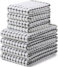 Homaxy Kitchen Towels and Dishcloths Set, Set of 8, Black | Cotton Terry Kitchen Dish Towels, Super Soft and Absorbent Dish Cloths, 16 x 25 and 12 x 12 Inches