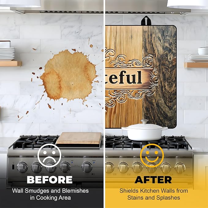 NYZE Electric Stove Top Cover, Cooktop Protector for Extra Counter Space, Heat Resistant & Non-Slip Kitchen Mat - Rustic Wood Grateful, 28" x 20"