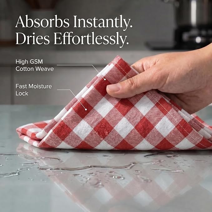 Urban Villa Kitchen Towels Cotton Dish Towels 20”x30” (Set of 6) Rust