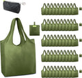 BeeGreen Green Reusable Grocery Bags Wholesale Moss Green Reusable Kitchen Bags Bulk Foldable-Machine Washable with Zipper Storage Pouch 50 Packs
