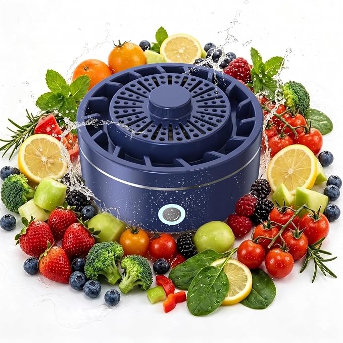 Fruit and Vegetable Washing Machine, Portable Produce Purifier with Hydroxyl Water Ion Technology & Pure Titanium Electrolysis Plate, IPX7 Waterproof Wireless Fruit Cleaner for Meat, Seafood