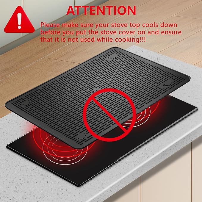 28"X20" Dish Drying Mat, Silicone Drying Mat for Kitchen Counter, Stove Top Covers for Electric Stove, Heat Resistant Glass Cooktop Cover for Kitchen