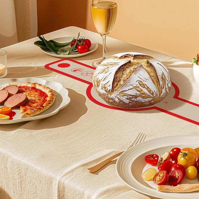 Silicone Bread Sling Oval and Round, 2Pcs Non-Stick Reusable Bread Sling, Sourdough Tools & Dutch Oven Accessories, Red